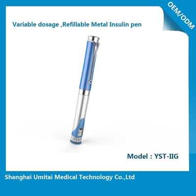 Pena recarregável da insulina do metal variável da dosagem, pena 0.01ml-0.6ml do cartucho da insulina